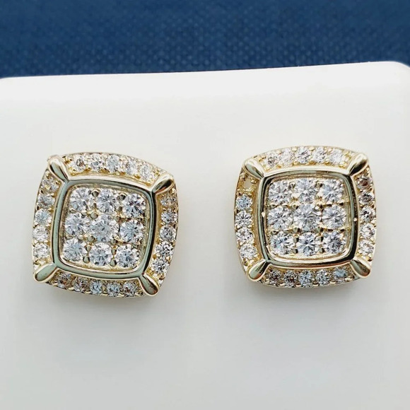 "14K Gold Plated Cubic Zircon Earrings, EVBRS419 - Picture 1 of 10